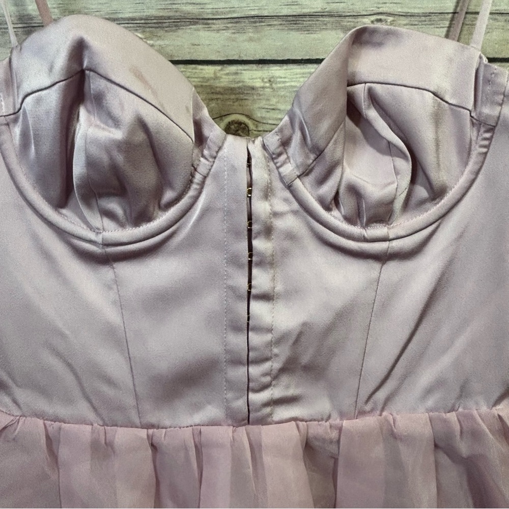 NWT Oh Polly Tulle Skirt Corset Mini Dress in Dusty Pink - 6 / Plus Cup - Picture 3 of 10